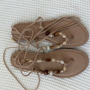 a new day Tan Beaded Sandals